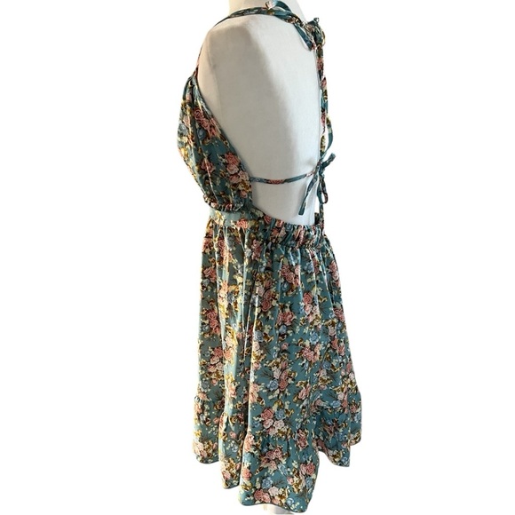 Floral Print Tied Backless Ruffle hemmed dress Sz small - Picture 5 of 6